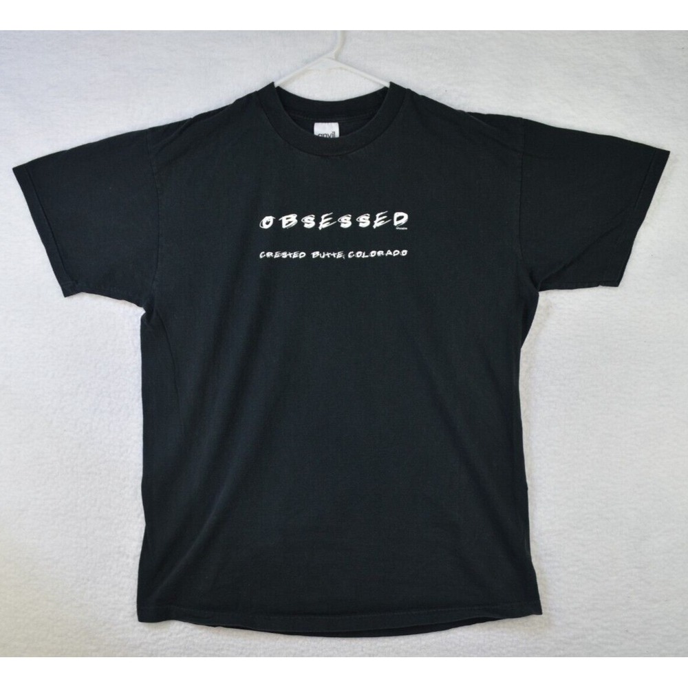 Obsessed Crested Butte Colorado Shirt‎ Mens XL Black Graphic Tee Outdoors Hiking